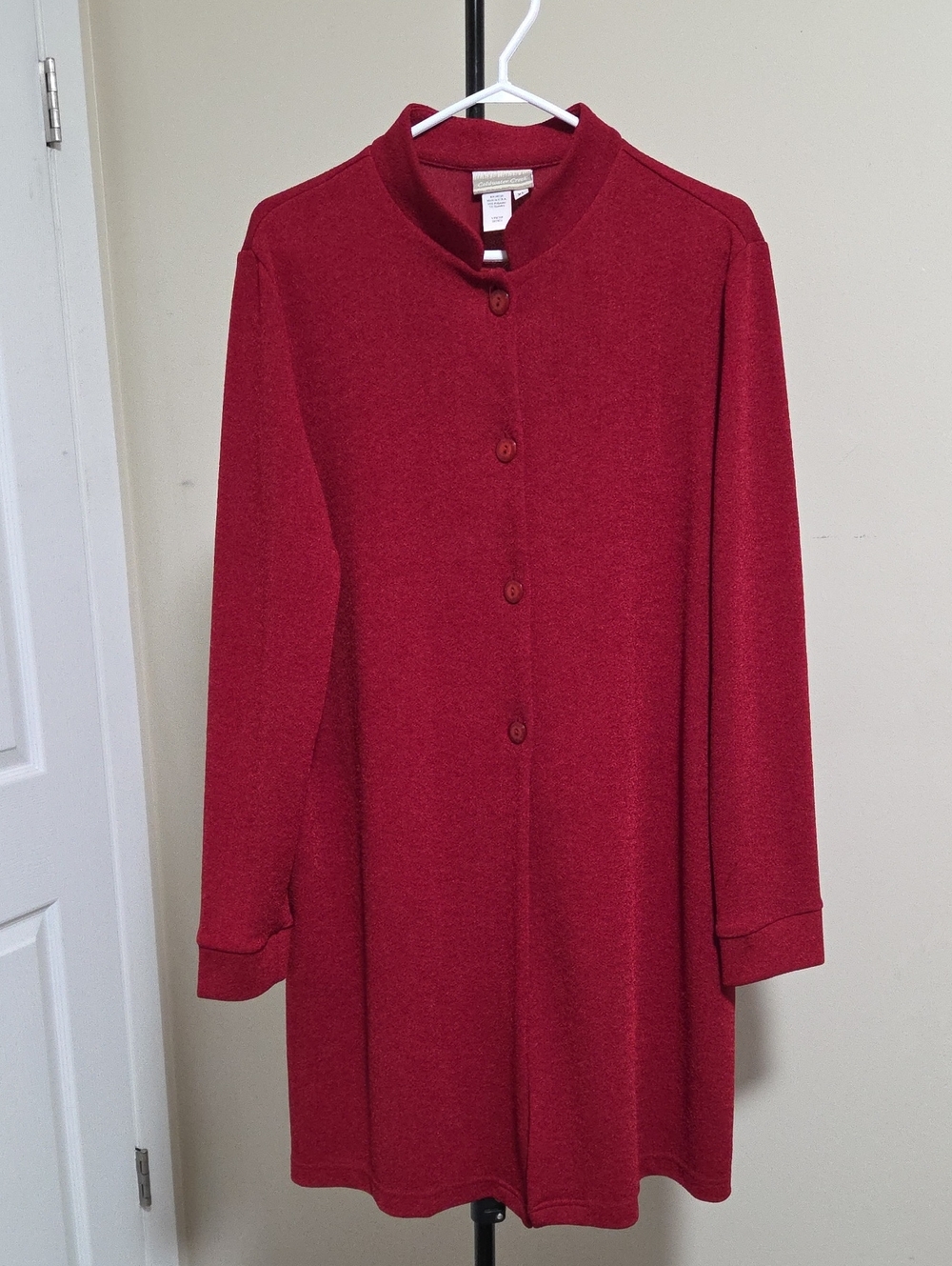 Coldwater Creek Deep Red Long Sleeve Button Front Tunic Dress